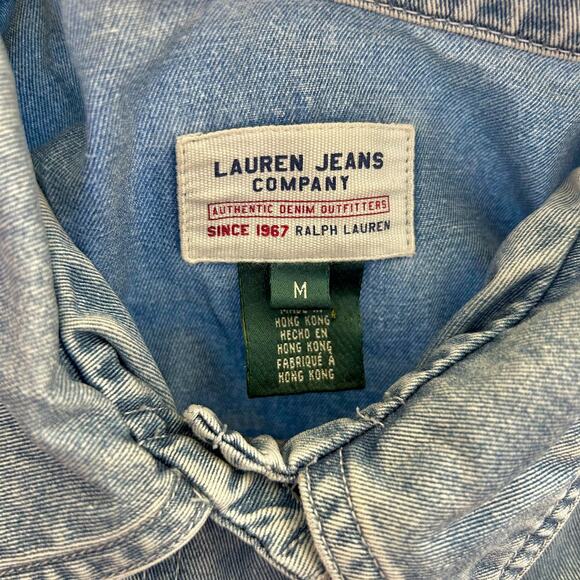 Ralph Lauren 90s Vintage Distress Light Medium Denim Jean Jacket Boho MED - Picture 6 of 13